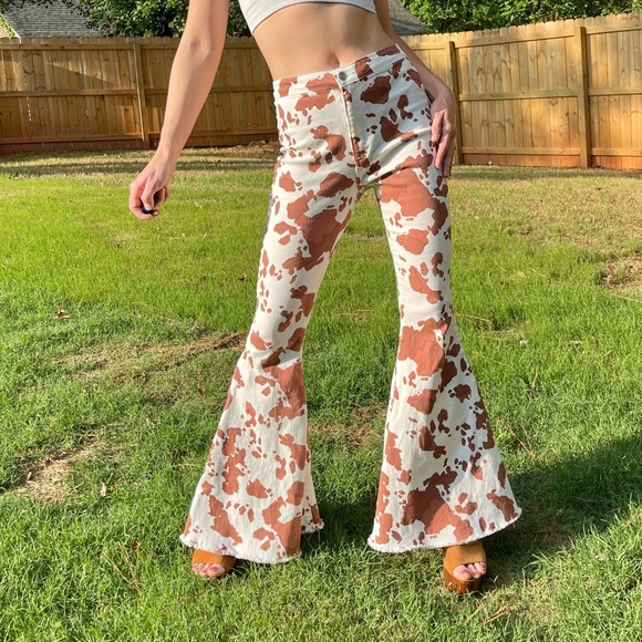 Peach Love California Jeans Cow Print Bell Bottoms Poshmark